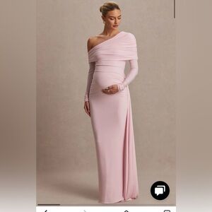 Club L London One-Shoulder Maternity Gown in Light Pink